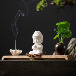 【禅意如来】陶瓷莲花香插摆件
