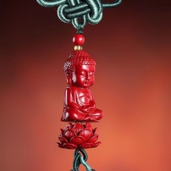 朱砂莲花佛祖打坐挂件平安车饰