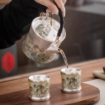 敦煌飞天纯手工鎏银茶具套盒
