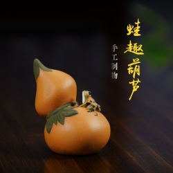 紫砂蛙趣葫芦茶宠摆件福禄茶具