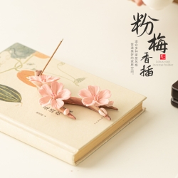 梅花香插茶室书房手工陶瓷小摆件
