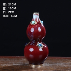 景德镇窑变陶瓷葫芦花瓶摆件