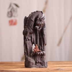 禅意中式仿古盘龙吐雾倒流香炉摆件