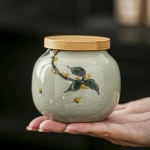 手绘哥窑桂花盐罐