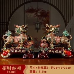 中式如意纳福麒麟摆件