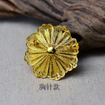 【繁花似锦】925银镀金花丝三层花朵9.5mm珍珠胸针吊坠两用