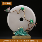 【平安怀古】纯铜白玉喜鹊翠鸟平安扣