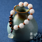 【菩提莲花】紫檀岫玉莲蓬佛珠单圈手串