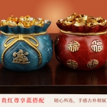 【福禄有余】铜彩聚宝盆工艺摆件