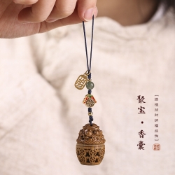 【平安纳福】聚宝盆镂空香囊挂件
