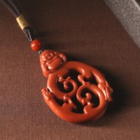 2弥勒佛公龙虎镂空吊坠（红）
