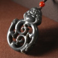 5弥勒佛公龙虎镂空吊坠（黑青）