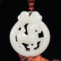 精选 和田白玉  马上封侯  挂件