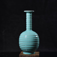 清凉寺仿古釉天青色  弦纹瓶
