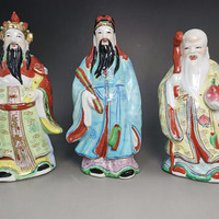 60年代左右粉彩福禄寿三星造像