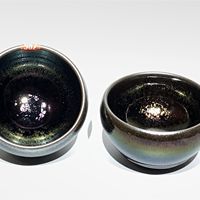 【品茶利器】当代手作-建窑耀变敛口盏一对