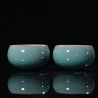 汝瓷 天青釉  罗汉杯一对