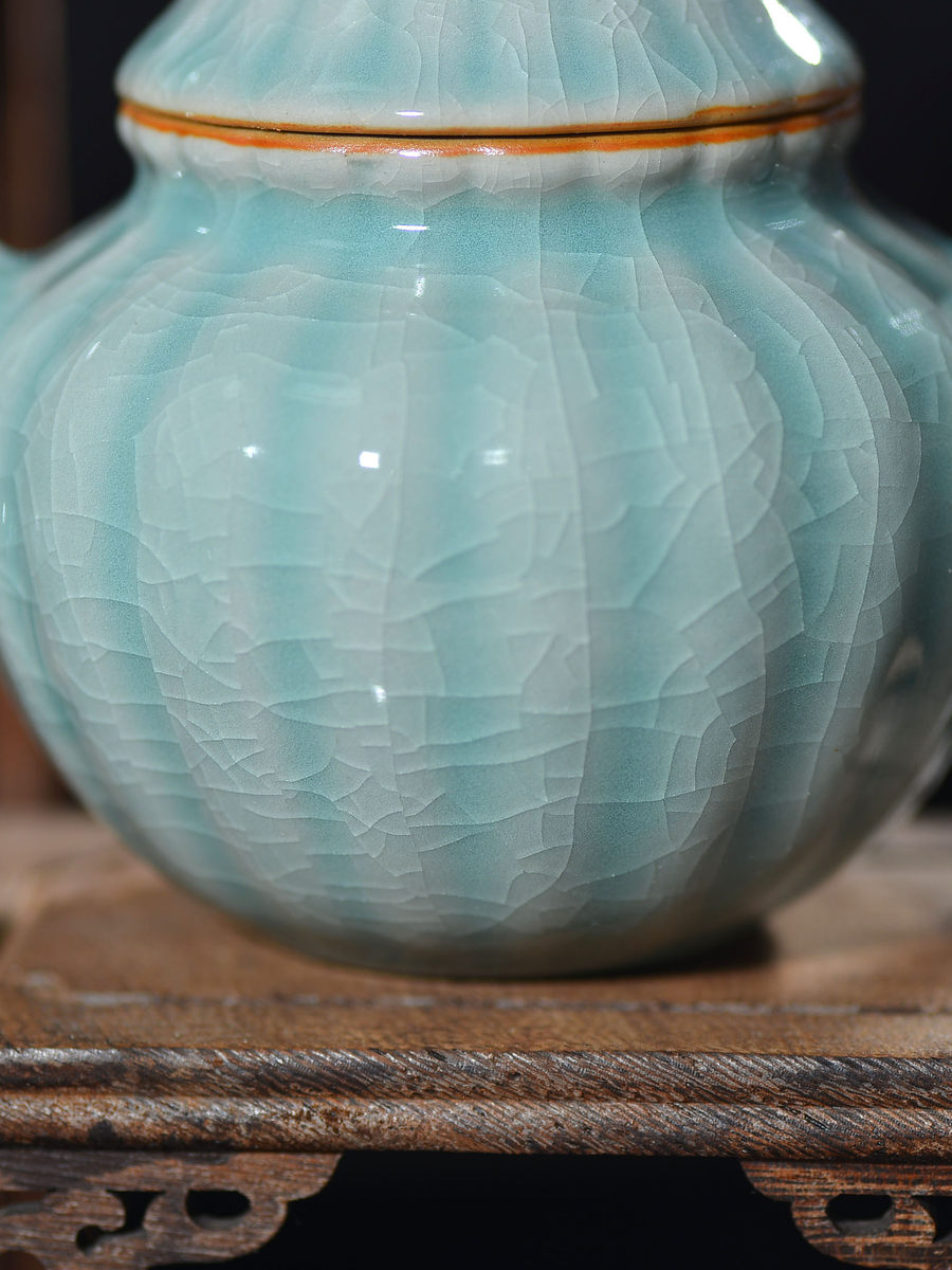 清凉寺仿古釉天青色 南瓜壶茶具