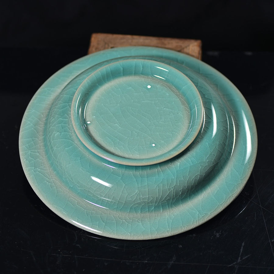 清凉寺仿古釉天青色 平沿盘