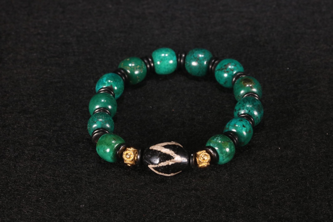藏传精品绿松石虎牙天珠手串-玄商拍客-拍卖