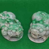 带翠色翡翠貔貅一对