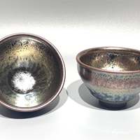 【当代手作】建窑七彩油滴盏一对