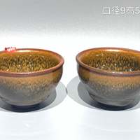 【当代手作】建窑黄油滴盏一对