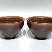【当代手作】建窑窑变鸡血油滴盏一对