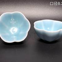 【当代手作】龙泉窑花口盏一对