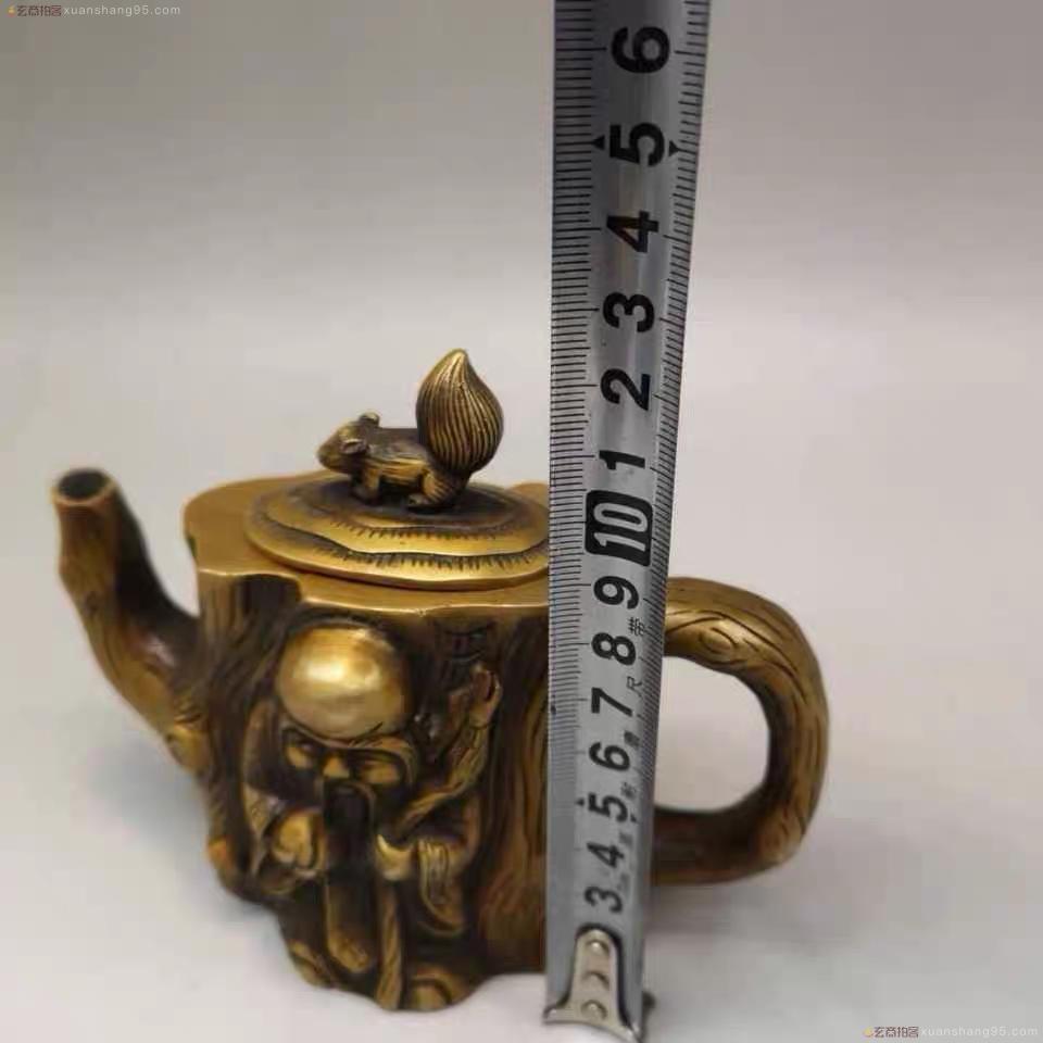 纯铜根雕寿星酒壶茶壶摆件-玄商拍客-拍卖