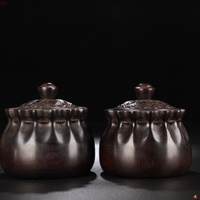 紫檀“聚宝袋”围棋罐一对 