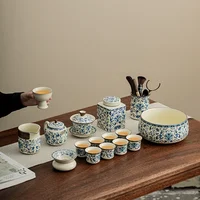 汝窑青花有福泡茶礼盒套装