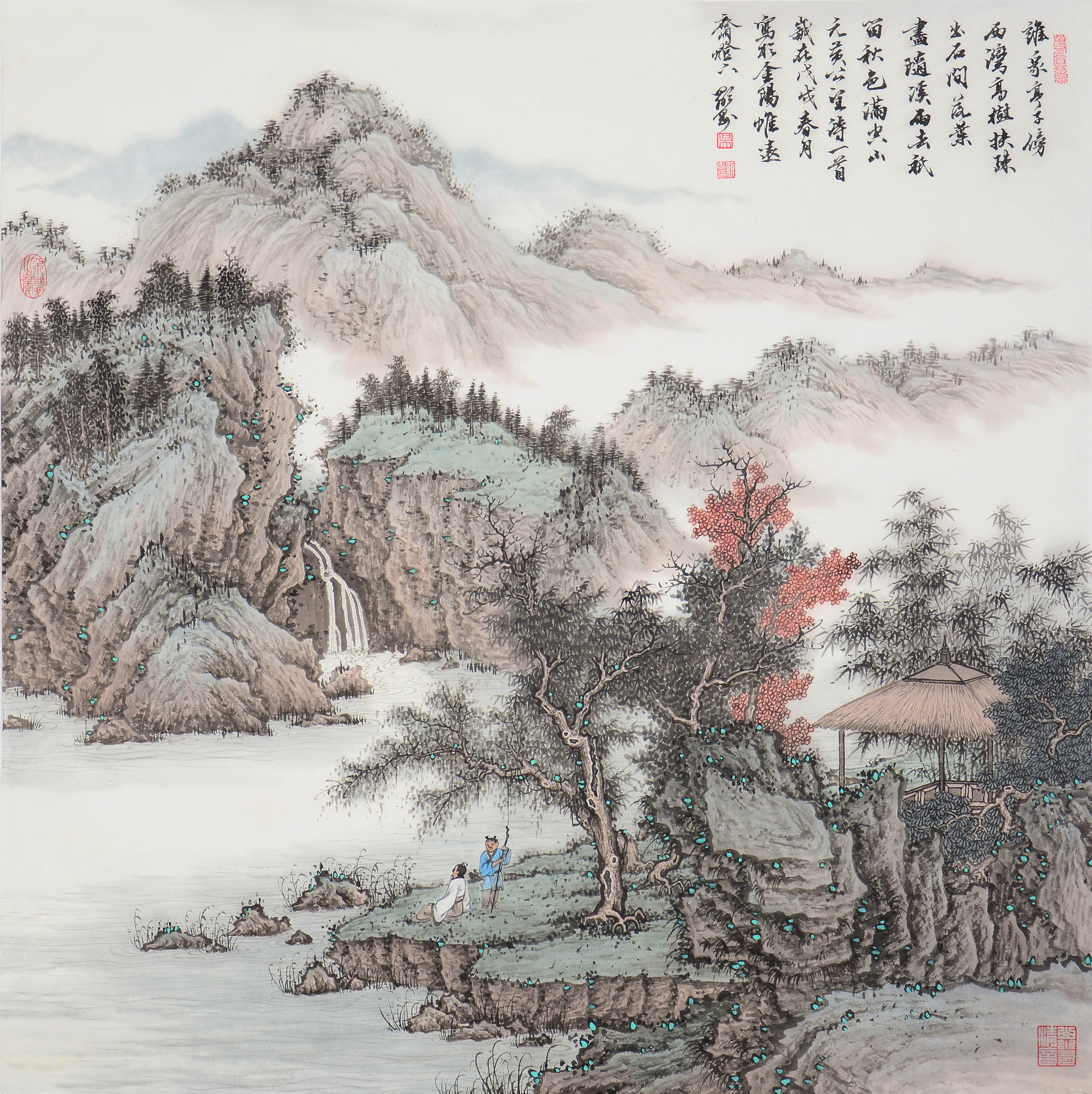 吴显刚《秋山林木图》山水名家精工笔山水画淡雅空灵高端大-玄商拍客-拍卖