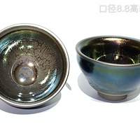 【品茶利器】当代手作-建窑七彩油滴盏一对
