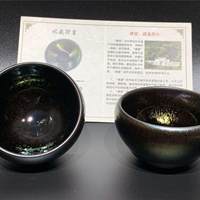 非遗-建窑耀变敛口盏一对