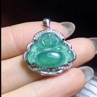  精选 翡翠冰种满绿   佛公  吊坠