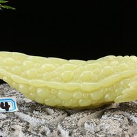 寿山石  艾叶绿   苦尽甘来  手把件
