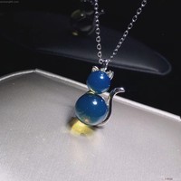 *品  蓝珀双珠  猫咪 锁骨链