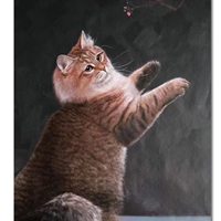 油画原创精品 端杨《小猫》